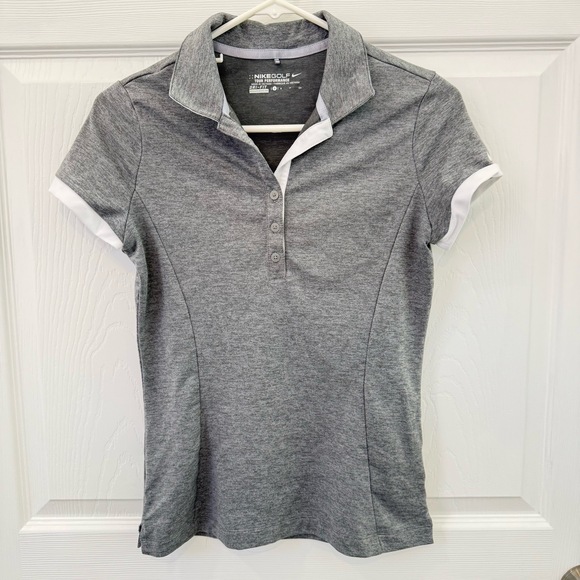 Nike Tops - Nike Polo Shirt Womens Small Gray Golf DriFit Tour Performance Short Sleeve